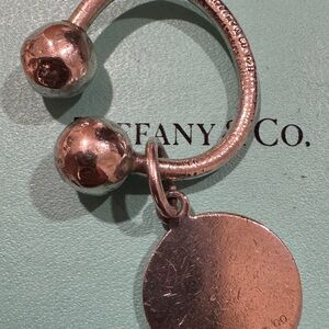 Tiffany & Co. Sterling Silver Round Tag Ball Key Ring Keychain with Tiffany Box